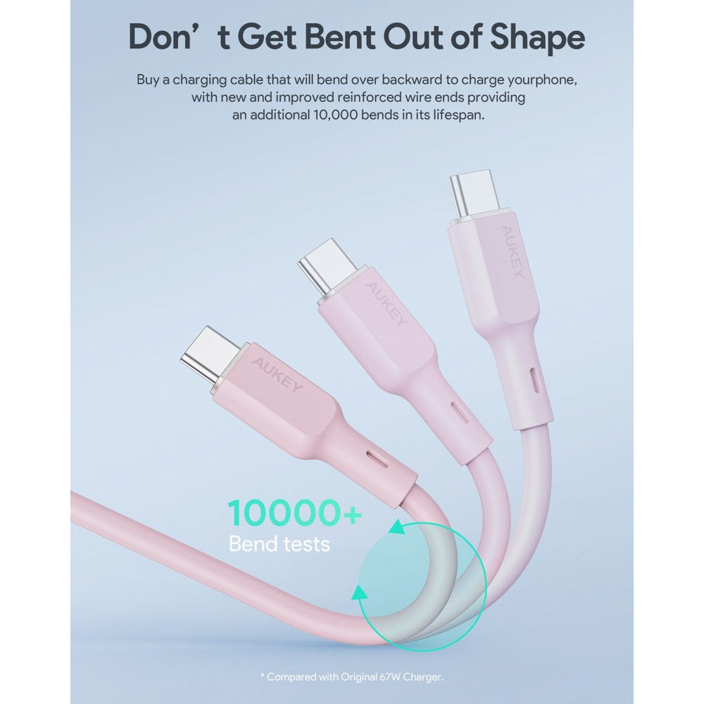 Aukey CB-SCC101 100W USB-C til USB-C Kabel - 1m - Lyserød