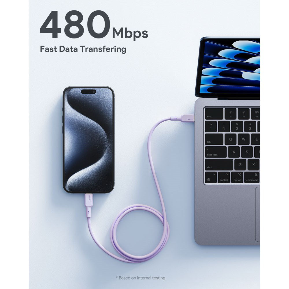 Aukey CB-SCC101 100W USB-C til USB-C Kabel - 1m - Lilla