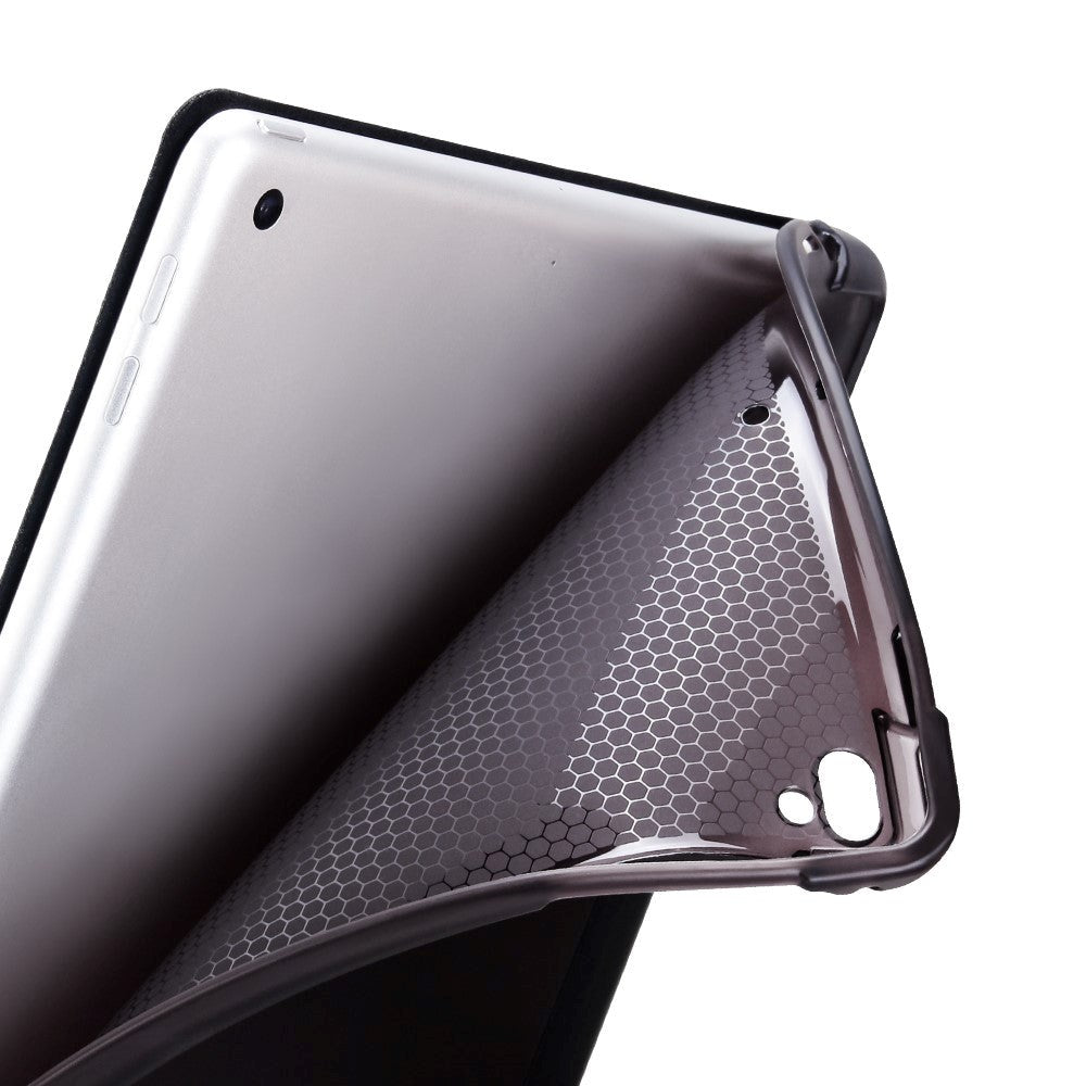 iPad 9.7 (2018-2017) / iPad Air / iPad Air 2 Tri-Fold Læder Cover m. Apple Pencil Holder - Sort