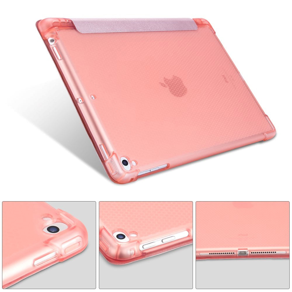 iPad 9.7 (2018-2017) / iPad Air / iPad Air 2 Tri-Fold Læder Cover m. Apple Pencil Holder - Rose Gold