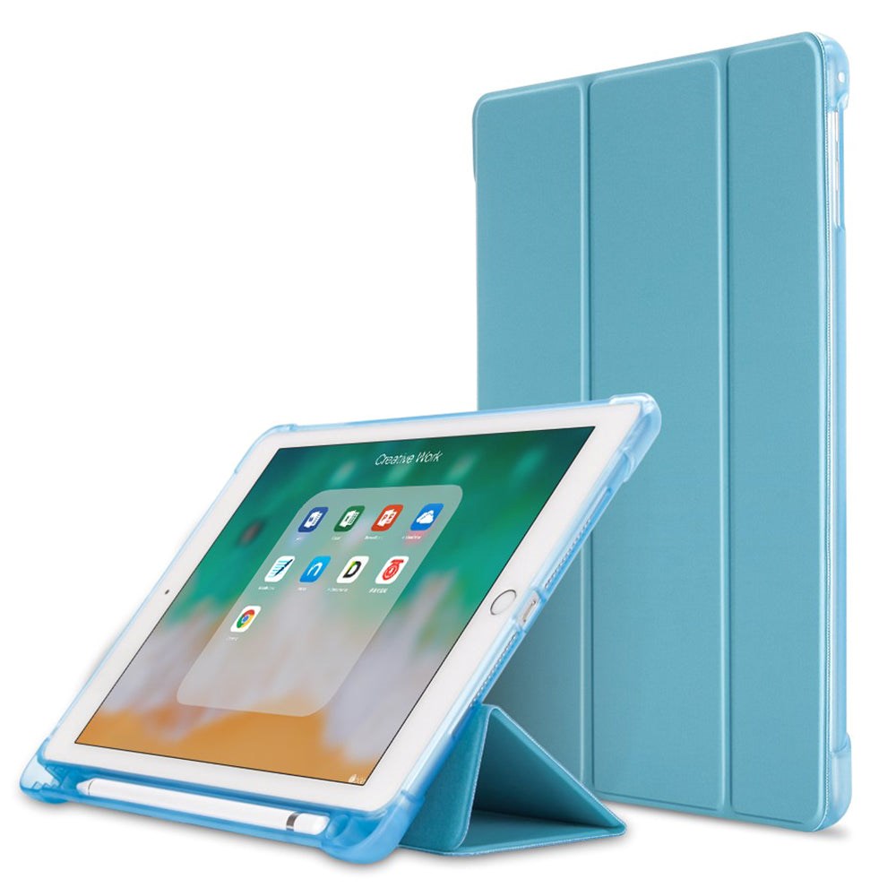 iPad 9.7 (2018-2017) / iPad Air / iPad Air 2 Tri-Fold Læder Cover m. Apple Pencil Holder - Blå