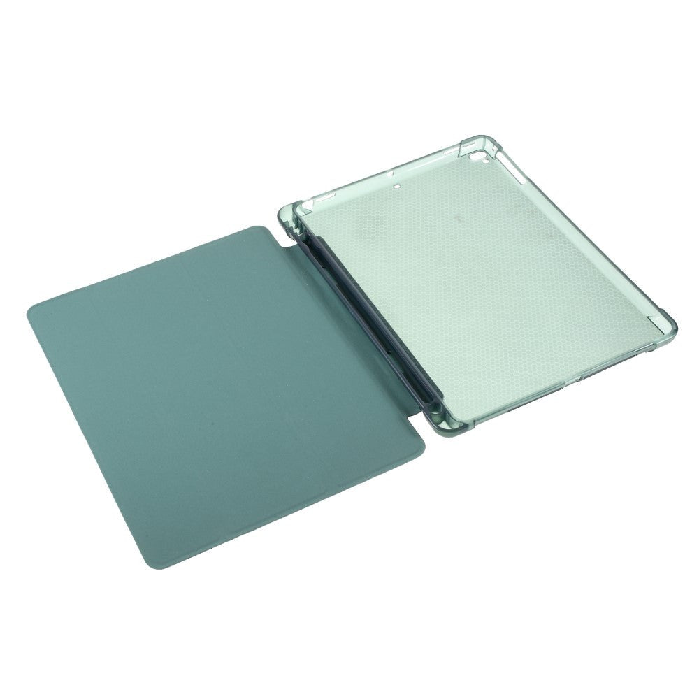 iPad 9.7 (2018-2017) / iPad Air / iPad Air 2 Tri-Fold Læder Cover m. Apple Pencil Holder - Mørkegrøn