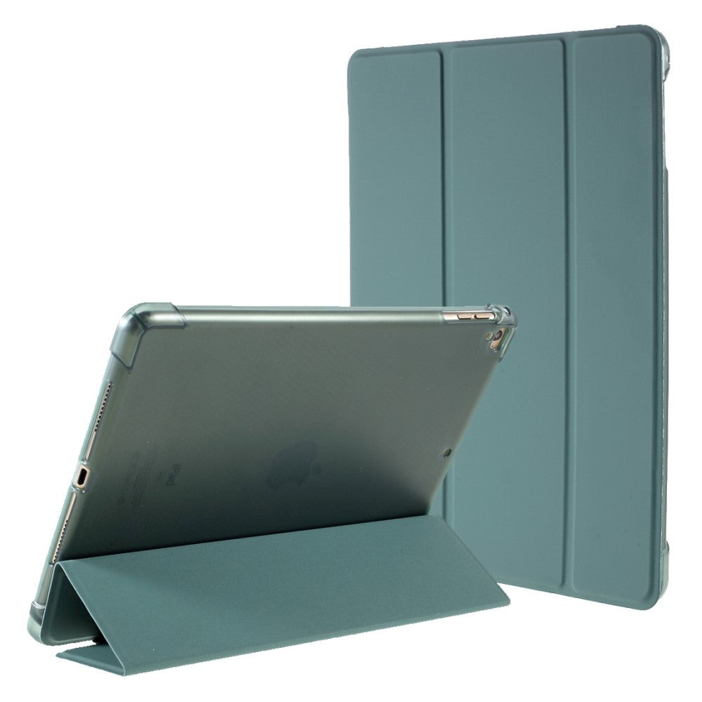 iPad 9.7 (2018-2017) / iPad Air / iPad Air 2 Tri-Fold Læder Cover m. Apple Pencil Holder - Mørkegrøn
