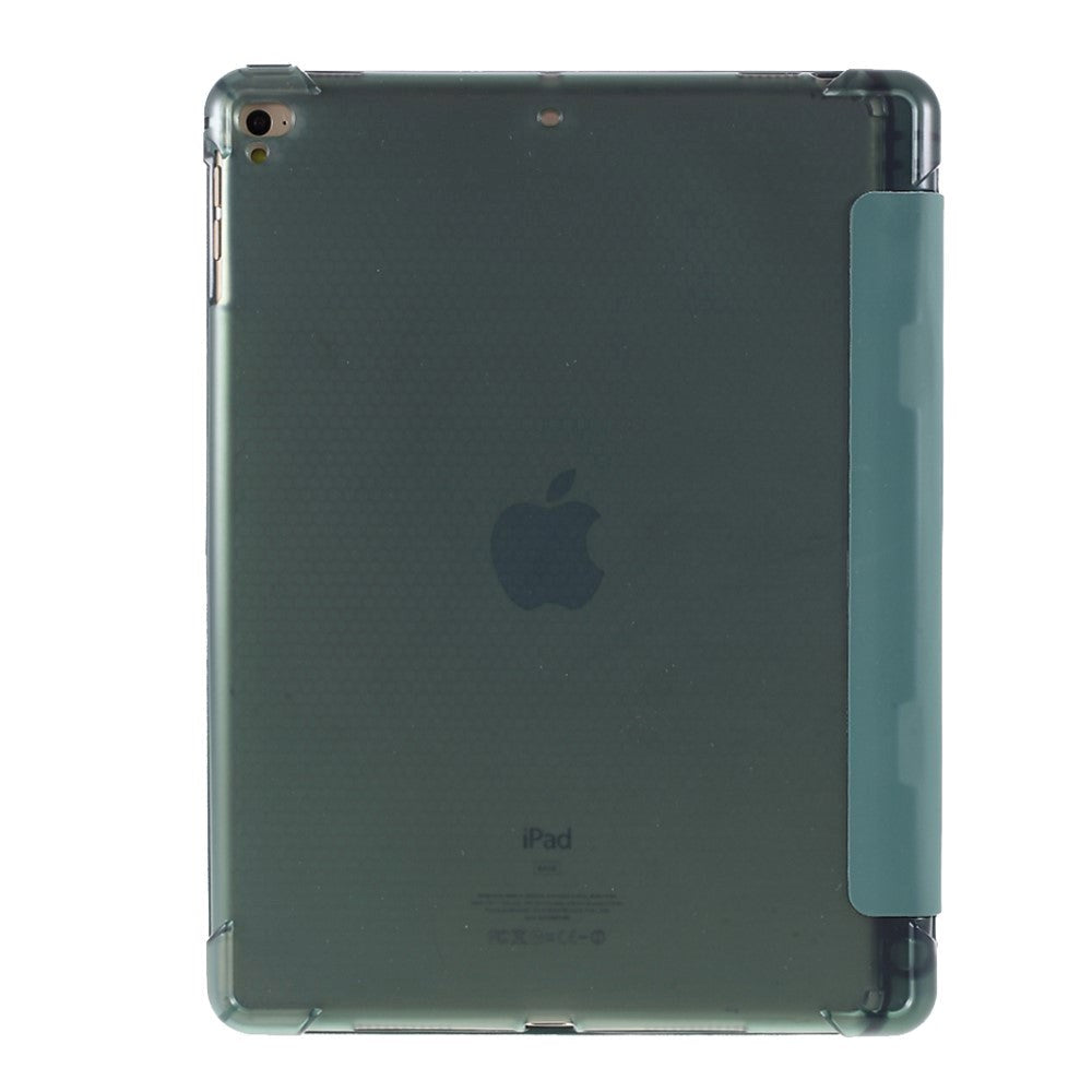 iPad 9.7 (2018-2017) / iPad Air / iPad Air 2 Tri-Fold Læder Cover m. Apple Pencil Holder - Mørkegrøn