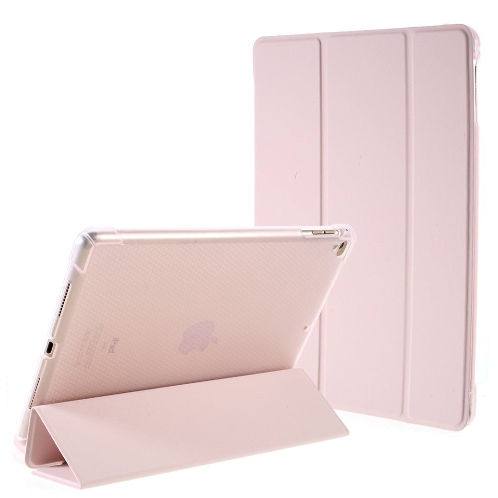 iPad 9.7 (2018-2017) / iPad Air / iPad Air 2 Tri-Fold Læder Cover m. Apple Pencil Holder - Lyserød