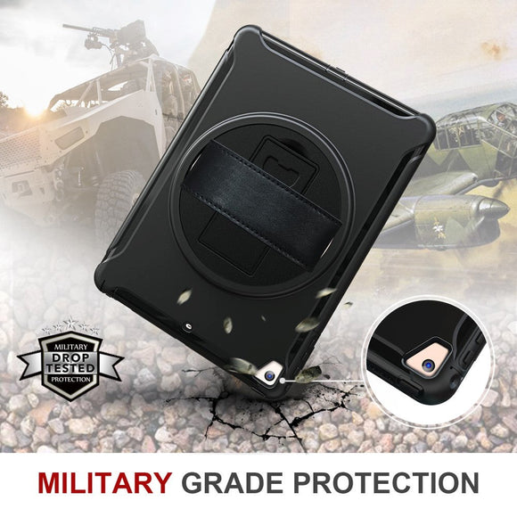 iPad 9.7" Håndværker Cover m. 360 Graders Håndholder & Ståfunktion - Sort