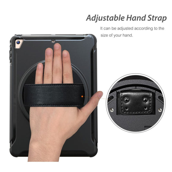 iPad 9.7" Håndværker Cover m. 360 Graders Håndholder & Ståfunktion - Sort