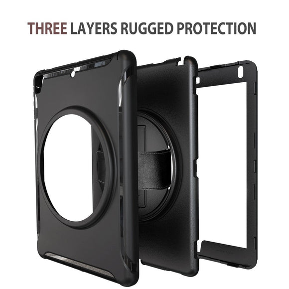 iPad 9.7" Håndværker Cover m. 360 Graders Håndholder & Ståfunktion - Sort