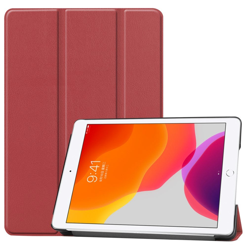 iPad 10.2" (2021 / 2020 / 2019) Tri-Fold Læder Cover - Mørkerød