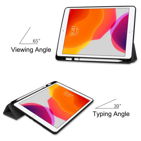 iPad 10.2" (2021 / 2020 / 2019) Læder Cover m. Holder Til Apple Pencil - Sort