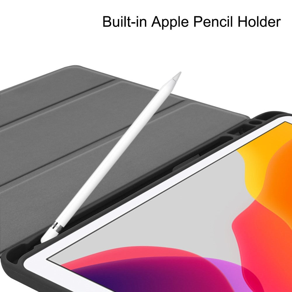 iPad 10.2" (2021 / 2020 / 2019) Læder Cover m. Holder Til Apple Pencil - Sort
