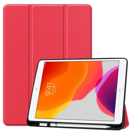 iPad 10.2" (2021 / 2020 / 2019) Læder Cover m. Holder Til Apple Pencil - Rød