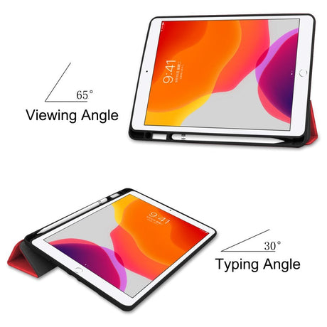 iPad 10.2" (2021 / 2020 / 2019) Læder Cover m. Holder Til Apple Pencil - Rød