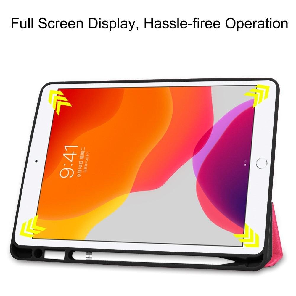 iPad 10.2" (2021 / 2020 / 2019) Læder Cover m. Holder Til Apple Pencil - Pink