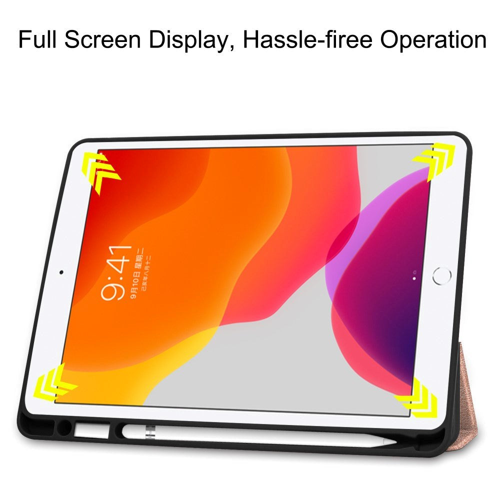 iPad 10.2" (2021 / 2020 / 2019) Læder Cover m. Holder Til Apple Pencil - Rose Gold