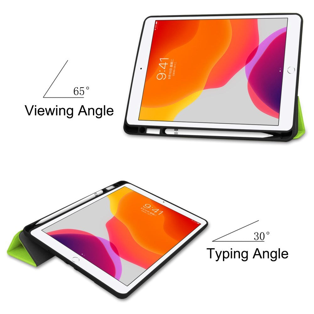 iPad 10.2" (2021 / 2020 / 2019) Læder Cover m. Holder Til Apple Pencil - Grøn