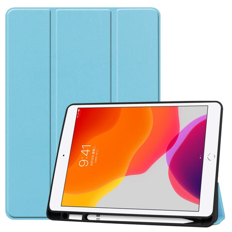 iPad 10.2" (2021 / 2020 / 2019) Læder Cover m. Holder Til Apple Pencil - Lyseblå