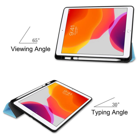 iPad 10.2" (2021 / 2020 / 2019) Læder Cover m. Holder Til Apple Pencil - Lyseblå