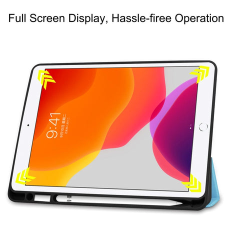 iPad 10.2" (2021 / 2020 / 2019) Læder Cover m. Holder Til Apple Pencil - Lyseblå