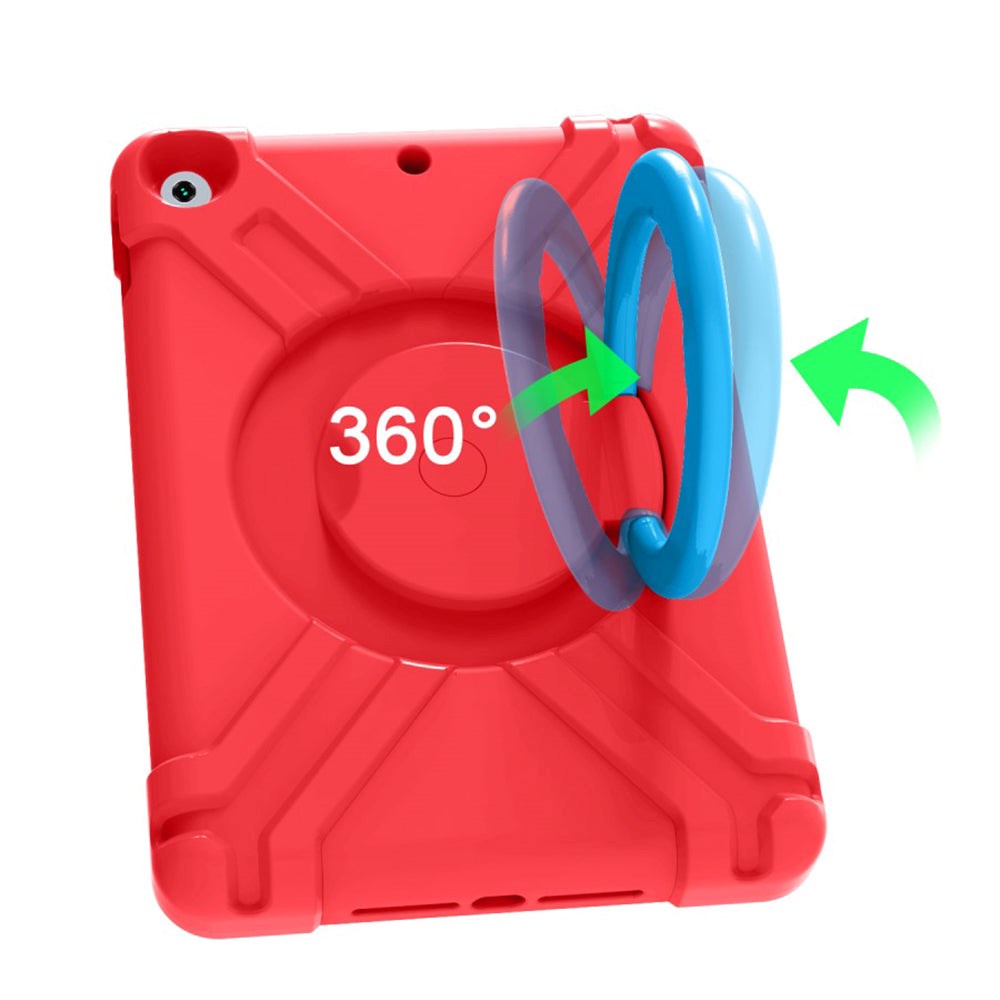 iPad 10.2" (2021 / 2020 / 2019) Børne Cover m. 360° Stand & Håndtag - Rød/Blå