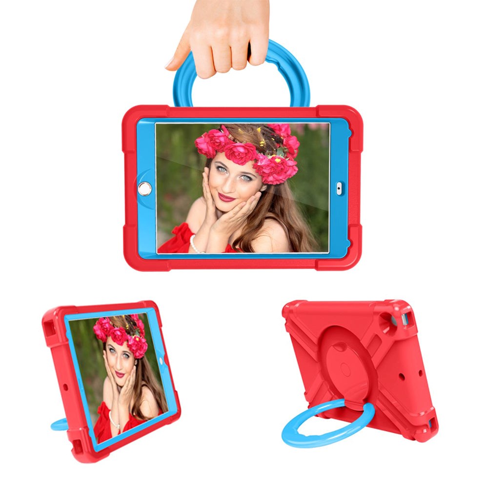 iPad 10.2" (2021 / 2020 / 2019) Børne Cover m. 360° Stand & Håndtag - Rød/Blå