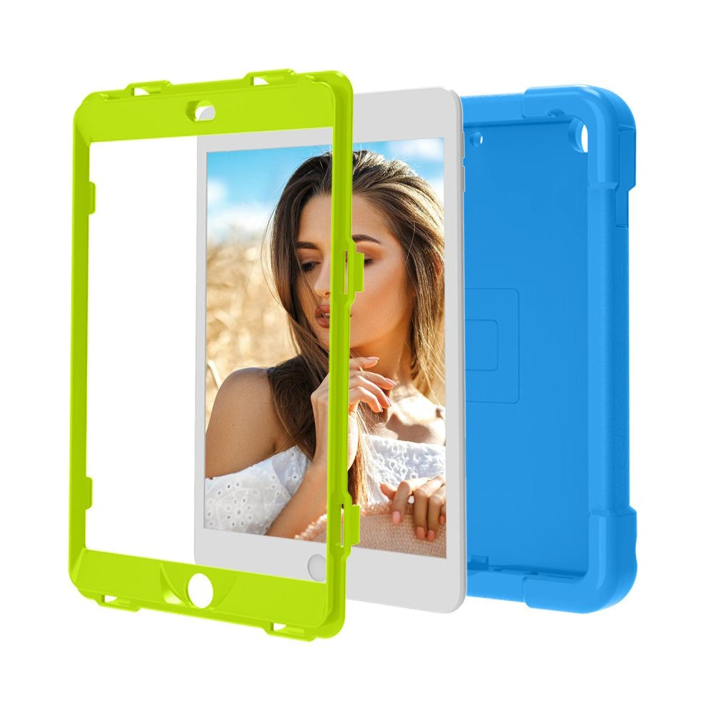 iPad 10.2" (2021 / 2020 / 2019) Børne Cover m. 360° Stand & Håndtag - Blå/Grøn