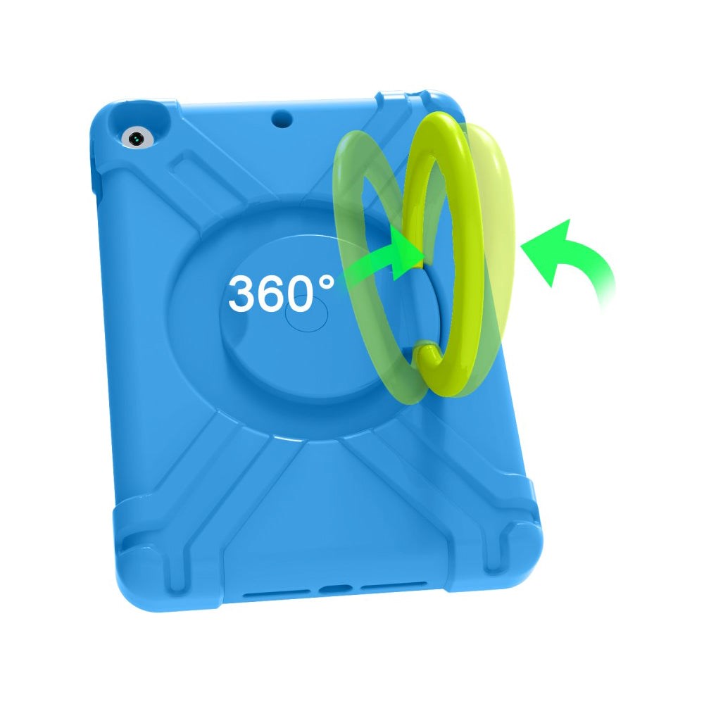iPad 10.2" (2021 / 2020 / 2019) Børne Cover m. 360° Stand & Håndtag - Blå/Grøn