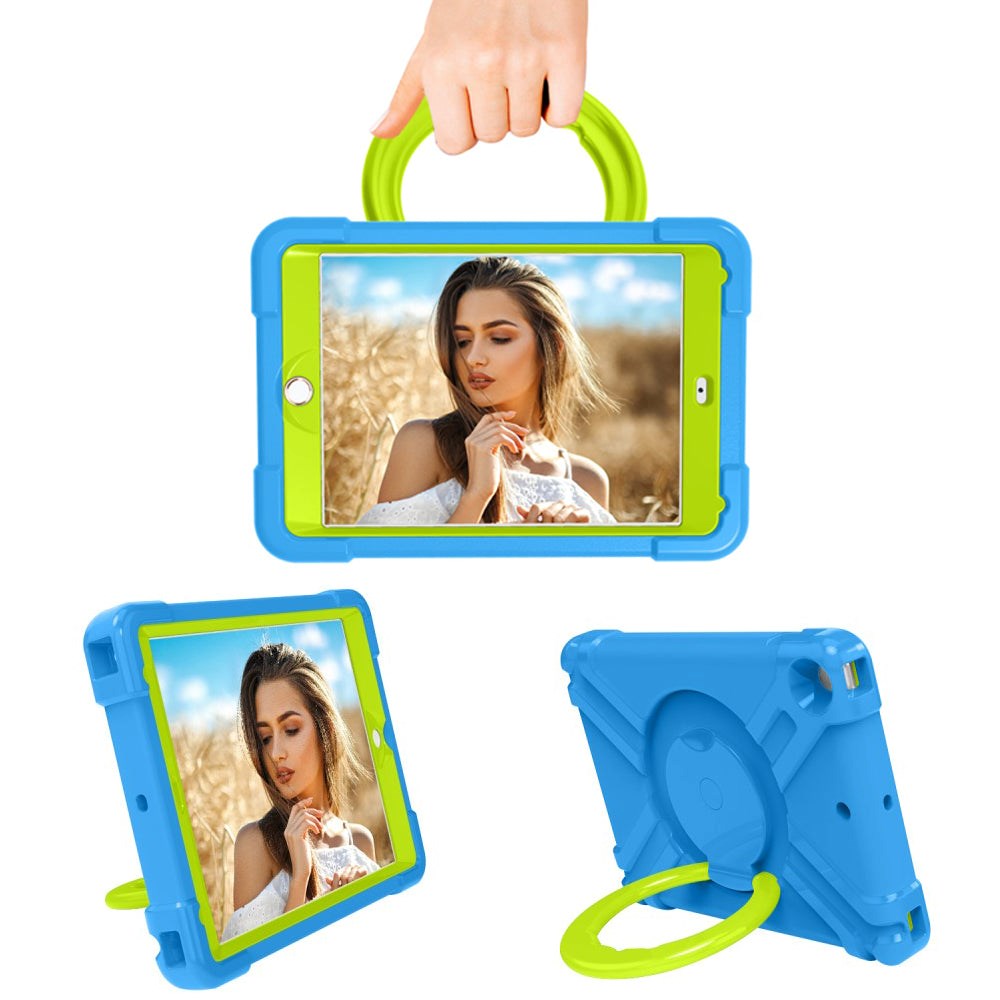 iPad 10.2" (2021 / 2020 / 2019) Børne Cover m. 360° Stand & Håndtag - Blå/Grøn