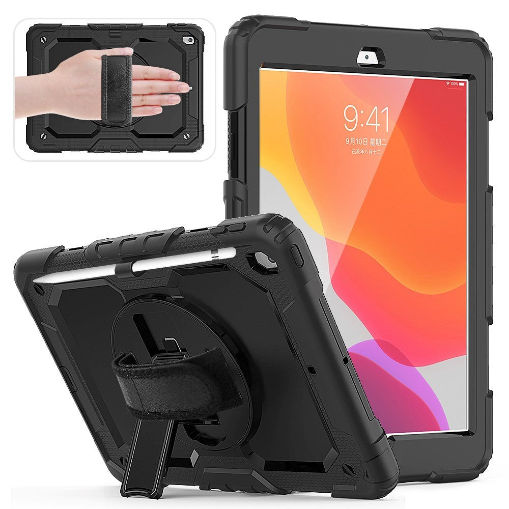 iPad 10.2" (2021 / 2020 / 2019) Håndværker Cover m. Beskyttelsesfilm, Holder & Skulderstrop - Sort