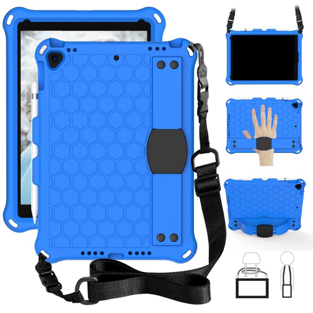 iPad 10.2" (2021 / 2020 / 2019) / iPad Pro 10.5 / iPad Air (2019) Børnecover m. Skulderstrop - Bikube Mønster - Blå