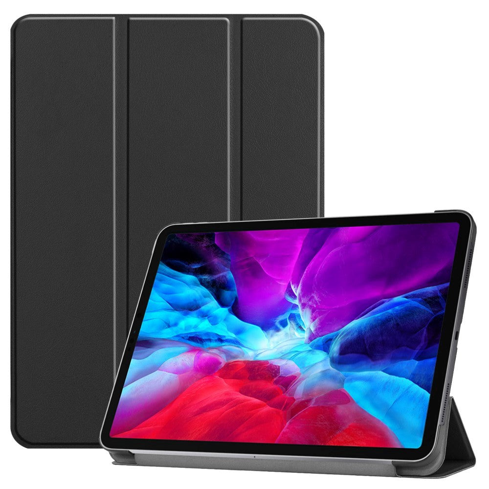 iPad Pro 12.9" (2022-2018) / Air 13" (2026-2024) Læder Cover m. Stand og Wake-up Funktion - Sort