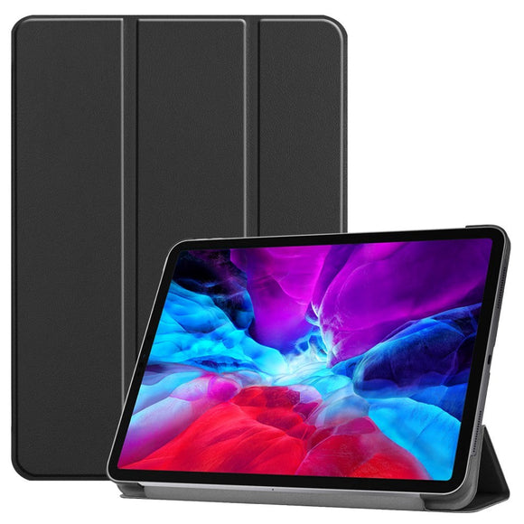 iPad Pro 12.9" (2022-2018) / Air 13" (2026-2024) Læder Cover m. Stand og Wake-up Funktion - Sort