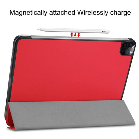 iPad Pro 12.9" (2022-2018) / Air 13" (2026-2024) Læder Cover m. Stand og Wake-up Funktion - Rød