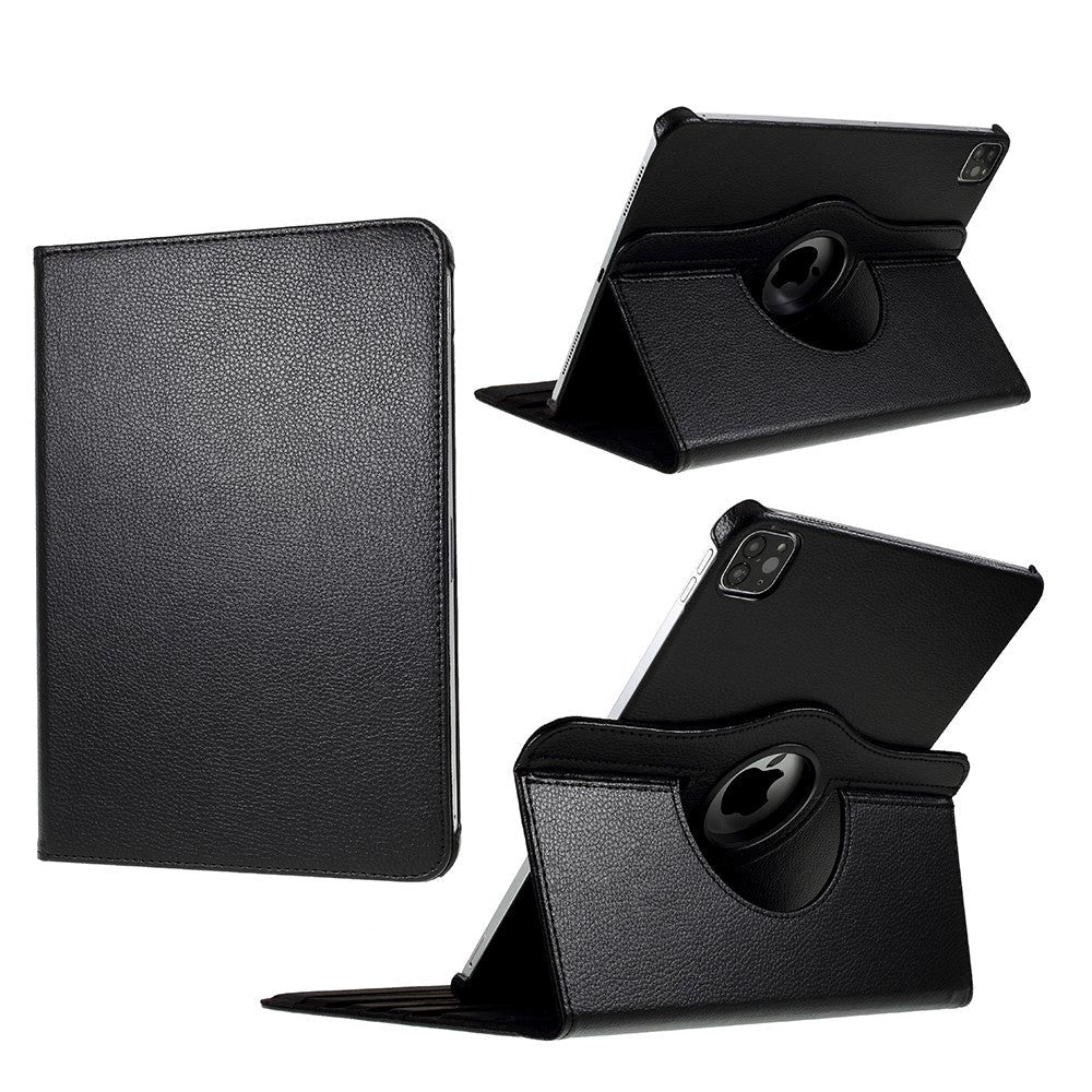 iPad Air 11-10.9" (2026-2020) / Pro 11" (2022-2018) Læder Cover m. 360 Graders Standerfunktion - Sort