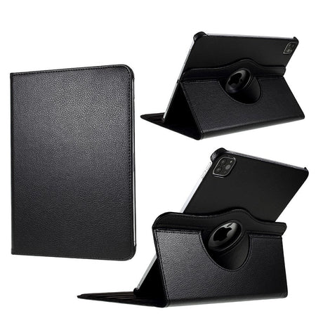 iPad Air 11-10.9" (2026-2020) / Pro 11" (2022-2018) Læder Cover m. 360 Graders Standerfunktion - Sort