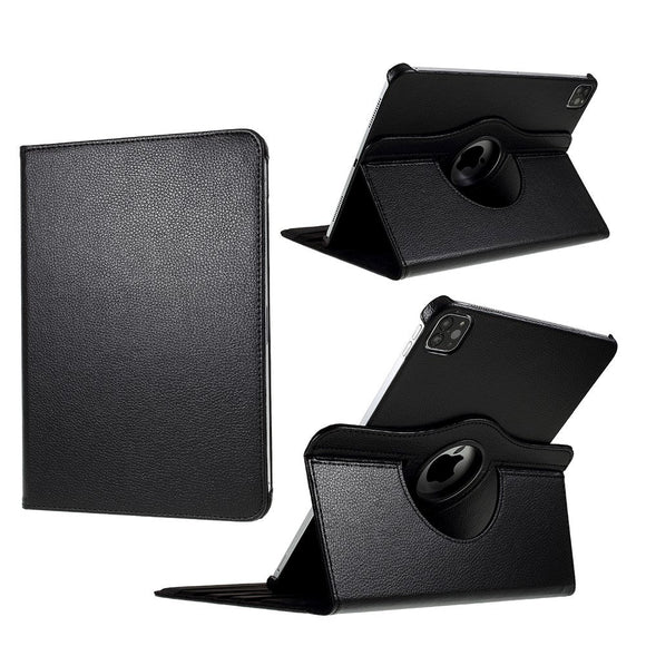 iPad Air 11-10.9" (2026-2020) / Pro 11" (2022-2018) Læder Cover m. 360 Graders Standerfunktion - Sort