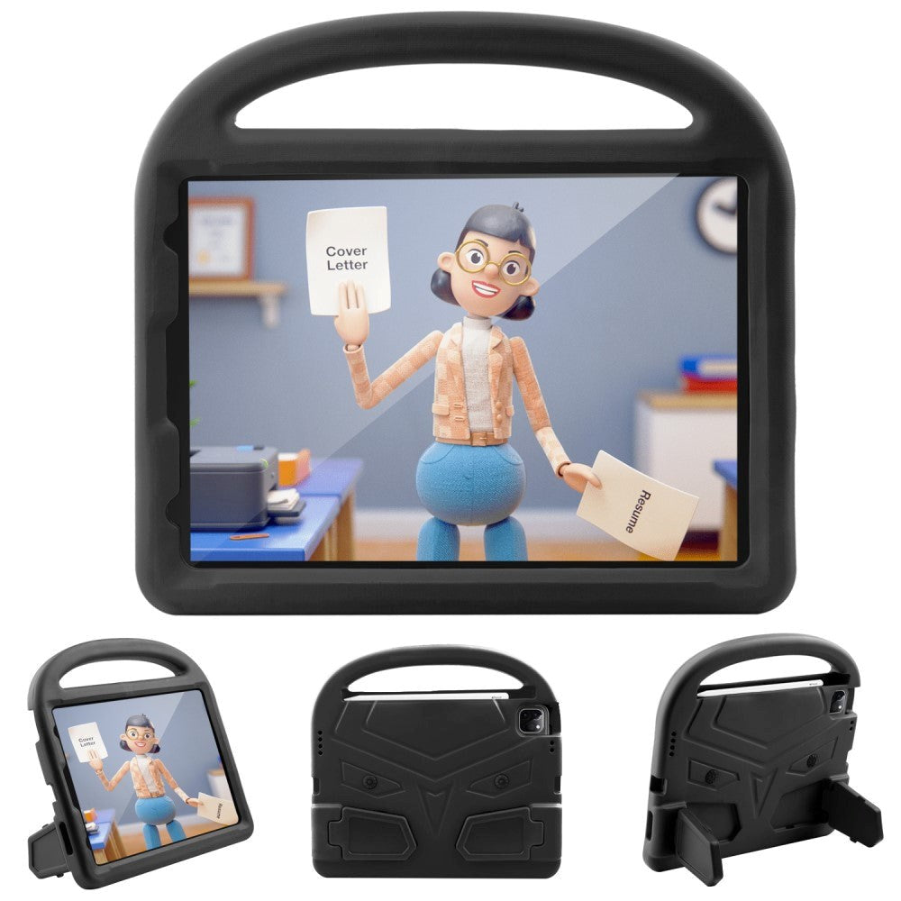iPad Air (2022 / 2020) / Pro 11 (2022 / 2021 / 2020 / 2018) Cover til Børn m. Fod & Greb - Sort