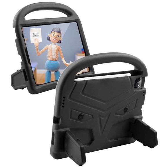 iPad Air (2022 / 2020) / Pro 11 (2022 / 2021 / 2020 / 2018) Cover til Børn m. Fod & Greb - Sort