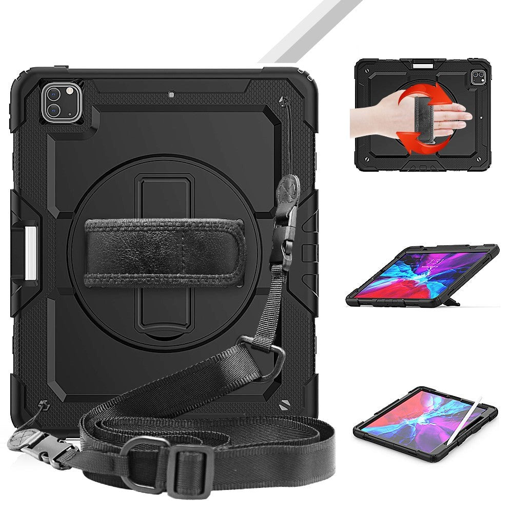 iPad Pro 12.9" (2022 / 2021 / 2020) / 2018) Håndværker Cover m. Beskyttelsesfilm, Holder & Skulderstrop - Sort
