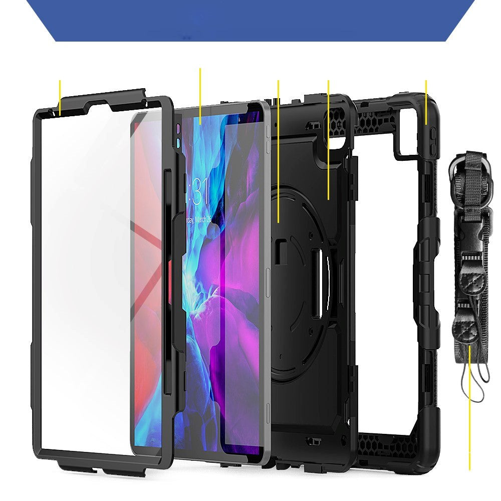 iPad Pro 12.9" (2022 / 2021 / 2020) / 2018) Håndværker Cover m. Beskyttelsesfilm, Holder & Skulderstrop - Sort