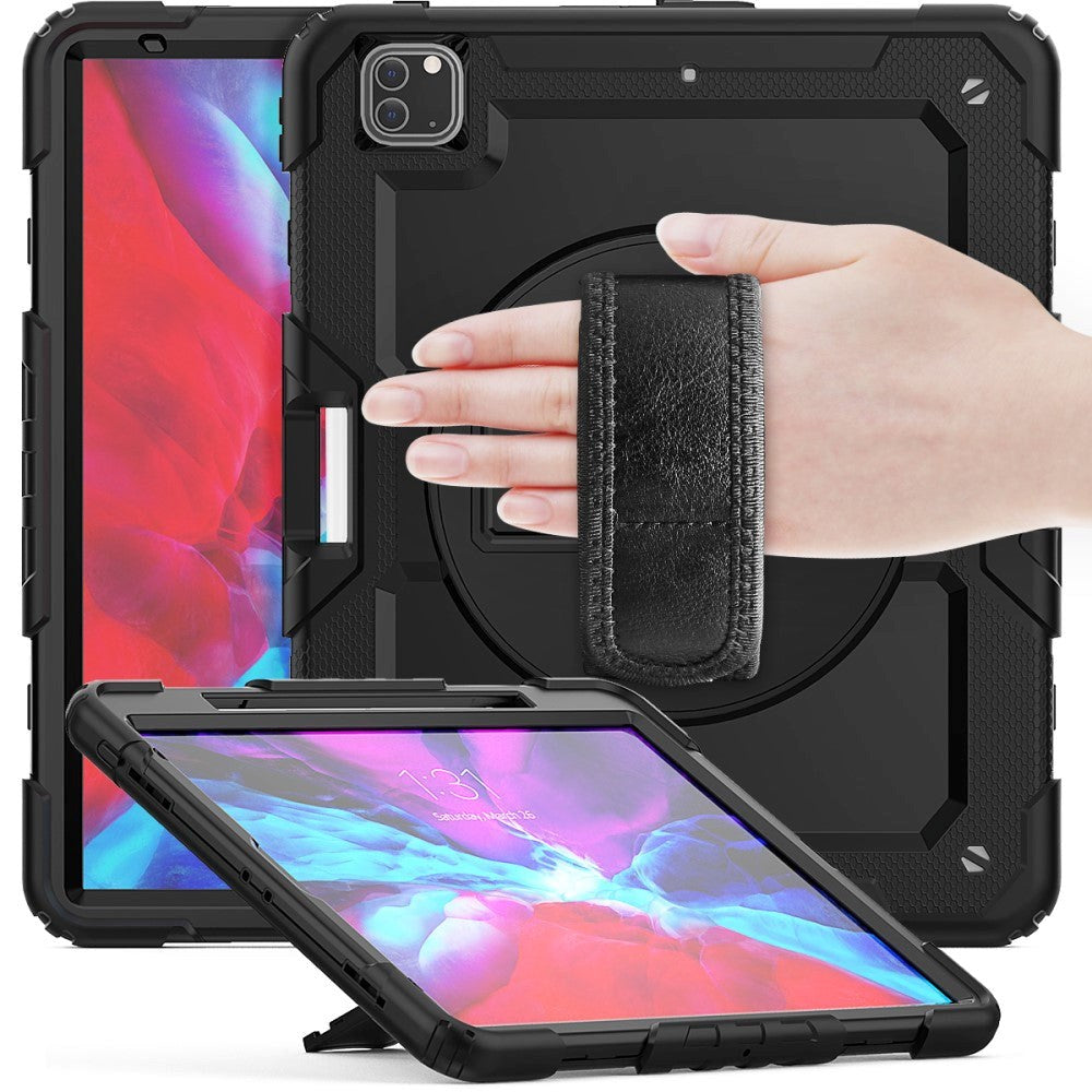 iPad Pro 12.9" (2022 / 2021 / 2020) / 2018) Håndværker Cover m. Beskyttelsesfilm, Holder & Skulderstrop - Sort