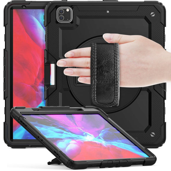 iPad Pro 12.9" (2022 / 2021 / 2020) / 2018) Håndværker Cover m. Beskyttelsesfilm, Holder & Skulderstrop - Sort