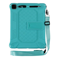 iPad Pro 12.9" (2022 / 2021 / 2020 / 2018) Gummi Håndværker Cover m. Stander, Penholder & Skulderstrop - Cyan