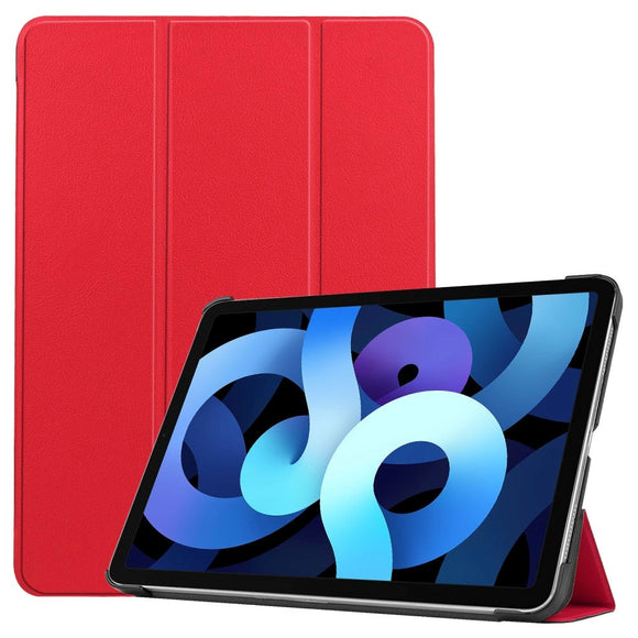 EIDERWOOD iPad Air 11-10.9" (2026-2020) Litchi Tri-Fold Læder Cover - Rød