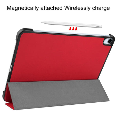 EIDERWOOD iPad Air 11-10.9" (2026-2020) Litchi Tri-Fold Læder Cover - Rød