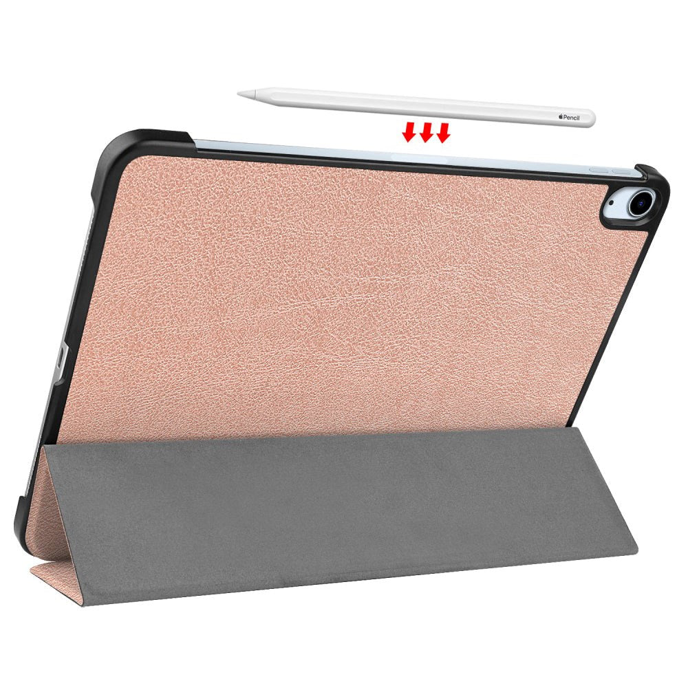 EIDERWOOD iPad Air 11-10.9" (2026-2020) Litchi Tri-Fold Læder Cover - Rose Gold