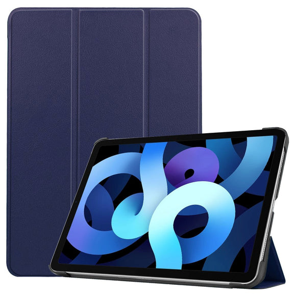 EIDERWOOD iPad Air 11-10.9" (2026-2020) Litchi Tri-Fold Læder Cover - Mørkeblå