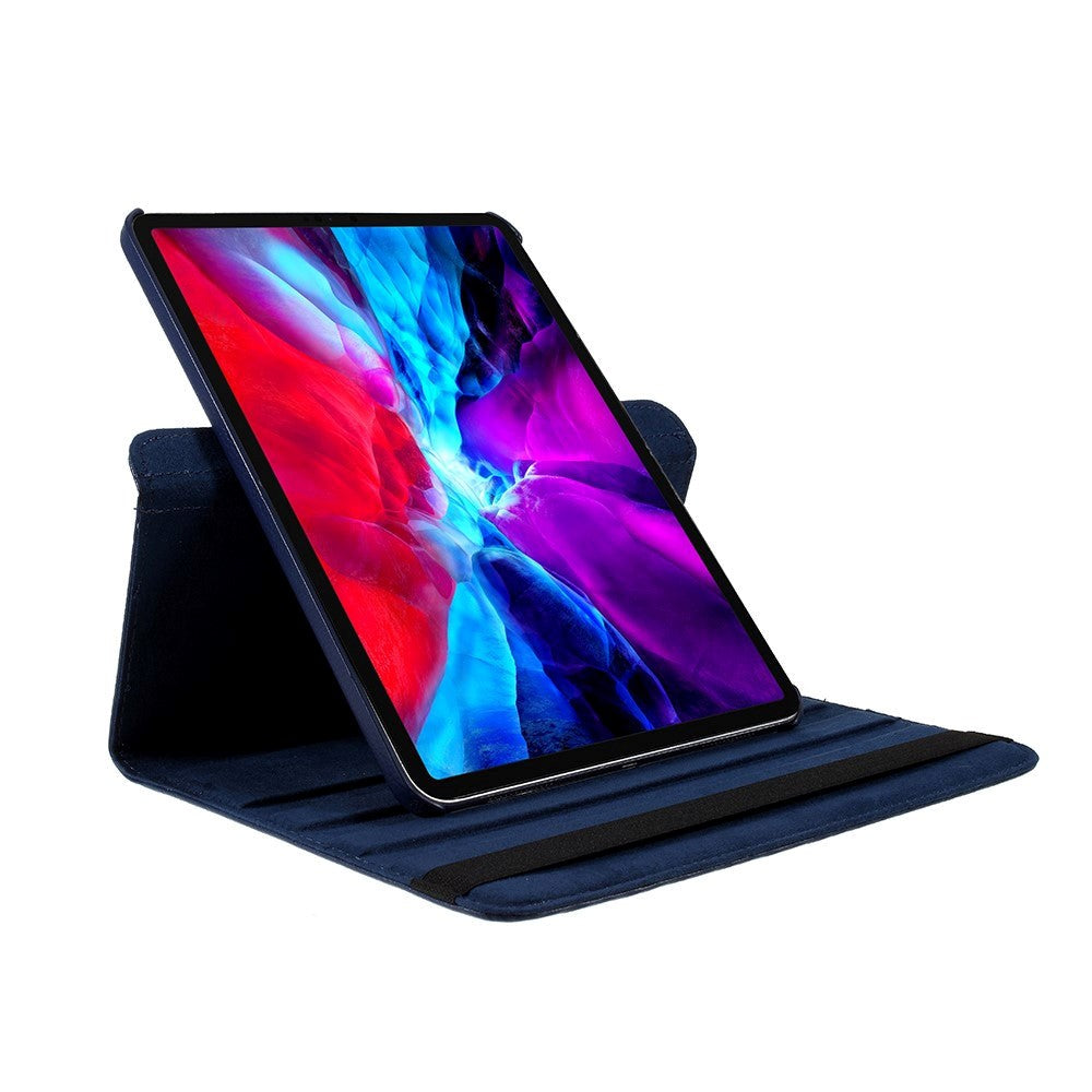 iPad Pro 12.9" (2022 / 2021 / 2020 / 2018) Læder Cover m. 360 Graders Standerfunktion - Mørkeblå
