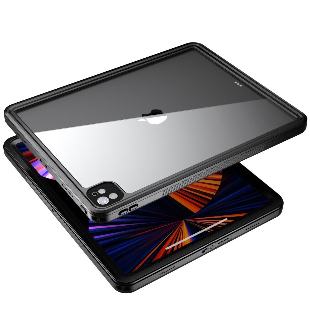 iPad Pro 12.9" (2022 / 2021 / 2020 / 2018) Vandtæt Cover m. Indbygget Skærmbeskyttelse - Gennemsigtig / Sort