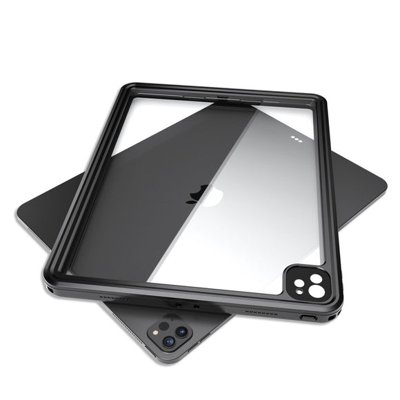 iPad Pro 12.9" (2022 / 2021 / 2020 / 2018) Vandtæt Cover m. Indbygget Skærmbeskyttelse - Gennemsigtig / Sort